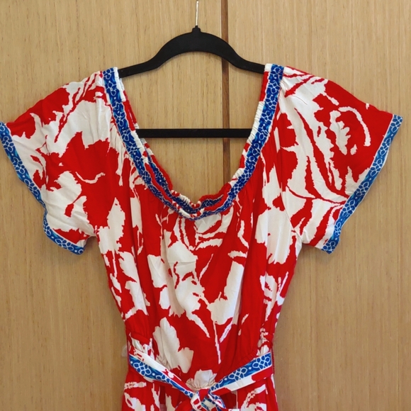 NWT Red/White/Blue Floral Hi Low Maxi Dress SZ M By Flying Tomato - Picture 5 of 9